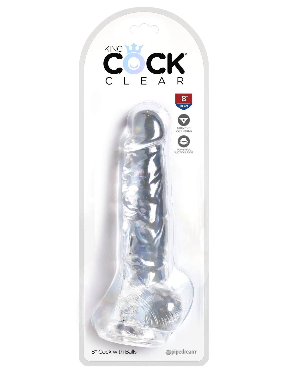 KING COCK CLEAR 8 IN COCK W/ BALLS - PD575620