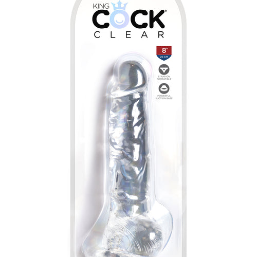 KING COCK CLEAR 8 IN COCK W/ BALLS - PD575620
