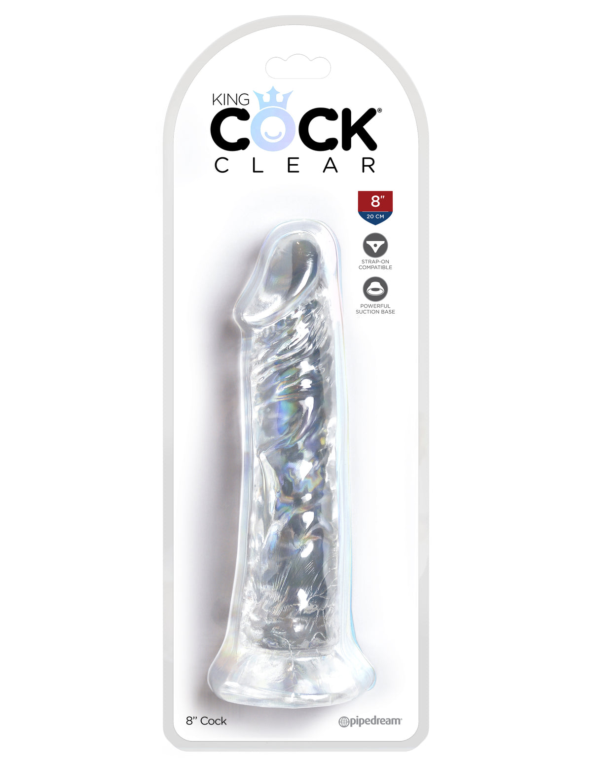 KING COCK CLEAR 8 IN COCK W/O BALLS - PD575720