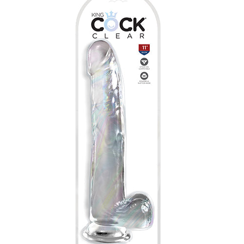 KING COCK CLEAR 11IN W/ BALLS - PD575920