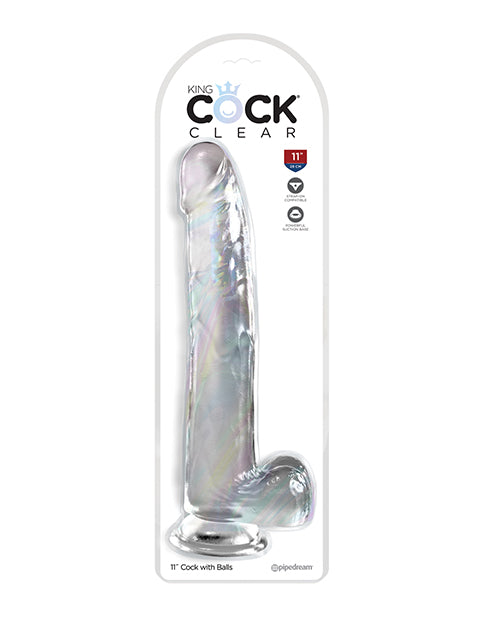 KING COCK CLEAR 11IN W/ BALLS - PD575920