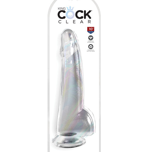 KING COCK CLEAR 10IN W/ BALLS - PD576120