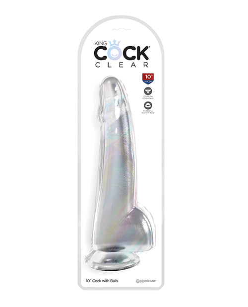 KING COCK CLEAR 10IN W/ BALLS - PD576120