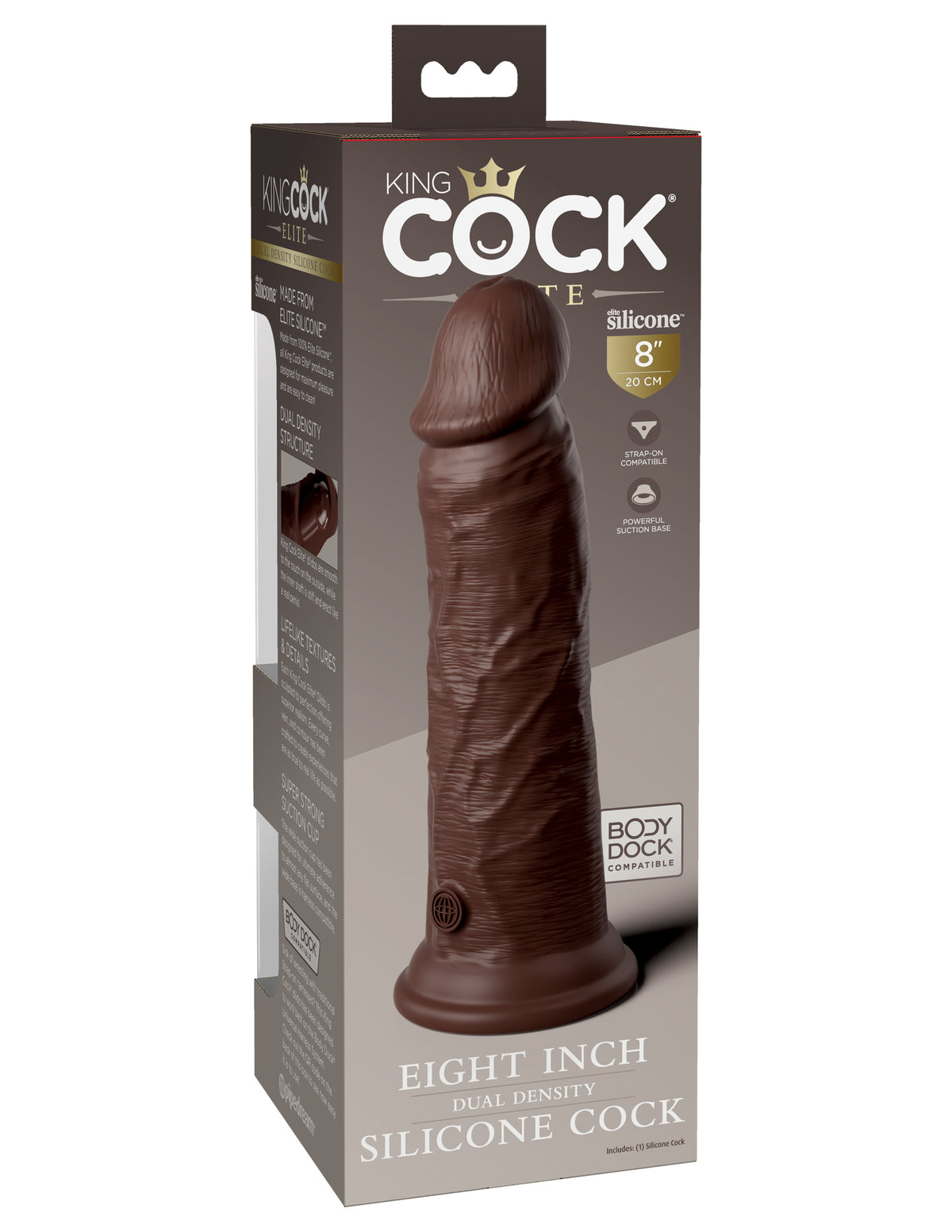 KING COCK ELITE 8 IN DUAL DENSITY BROWN - PD577229