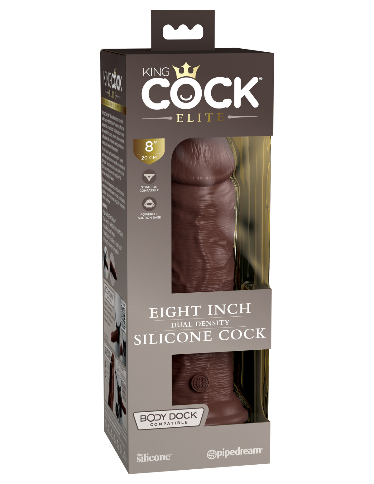 KING COCK ELITE 8 IN DUAL DENSITY BROWN - PD577229