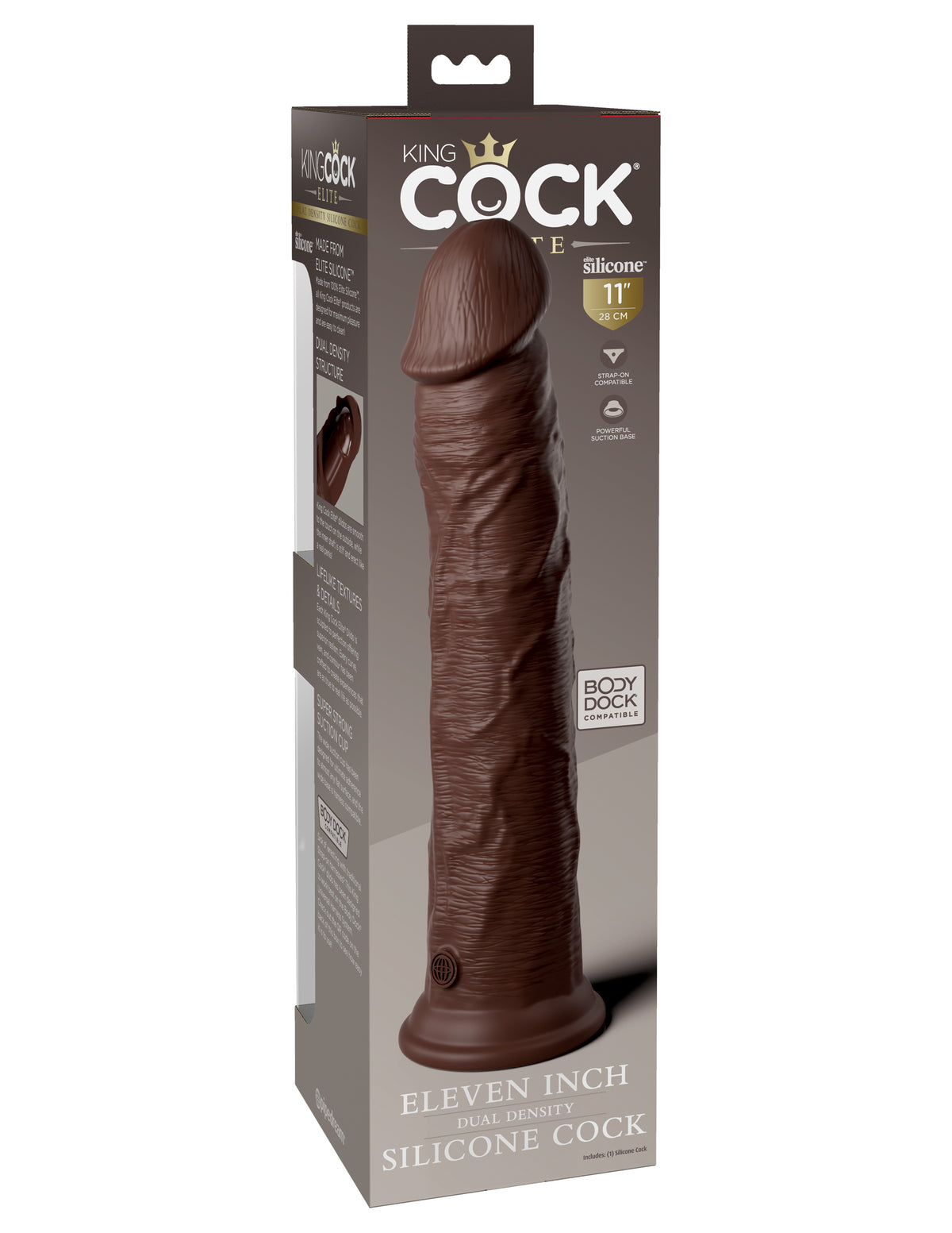 KING COCK ELITE 11 IN DUAL DENSITY BROWN - PD577529