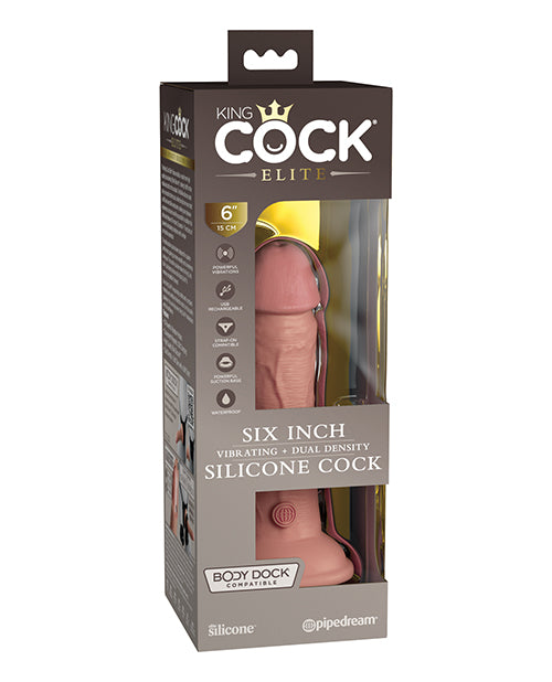 KING COCK ELITE 6 IN VIBRATING DUAL DENSITY LIGHT - PD577621
