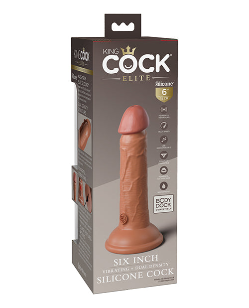 KING COCK ELITE 6 IN VIBRATING DUAL DENSITY TAN - PD577622