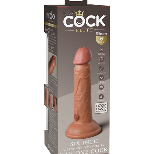 KING COCK ELITE 6 IN VIBRATING DUAL DENSITY TAN - PD577622