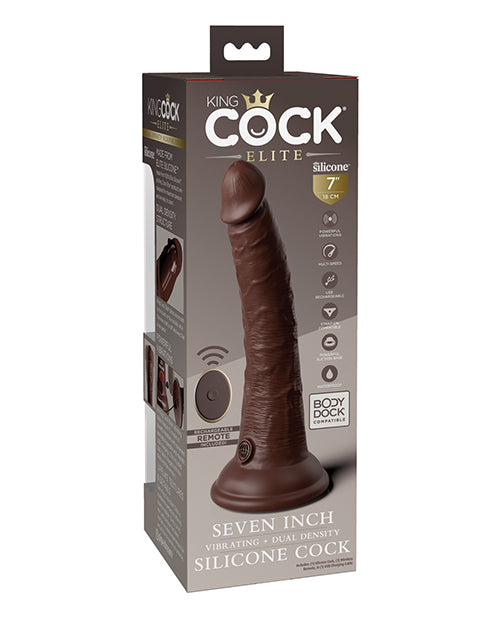 KING COCK ELITE 7 IN VIBRATING DUAL DENSITY BROWN - PD577729