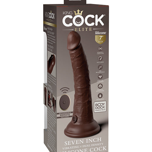 KING COCK ELITE 7 IN VIBRATING DUAL DENSITY BROWN - PD577729