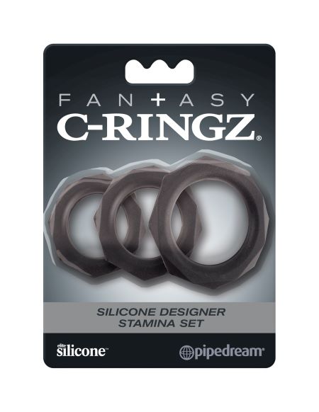 FANTASY C RINGZ SILICONE DESIGNER STAMINA SET BLACK - PD596723