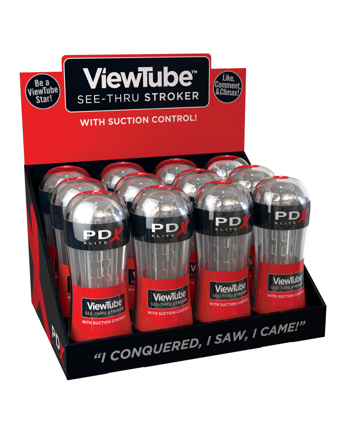 PDX ELITE VIEWTUBE SEE-THRU STROKER DISPLAY 12CT - PDRD54299
