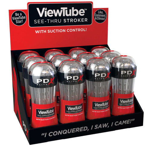 PDX ELITE VIEWTUBE SEE-THRU STROKER DISPLAY 12CT - PDRD54299