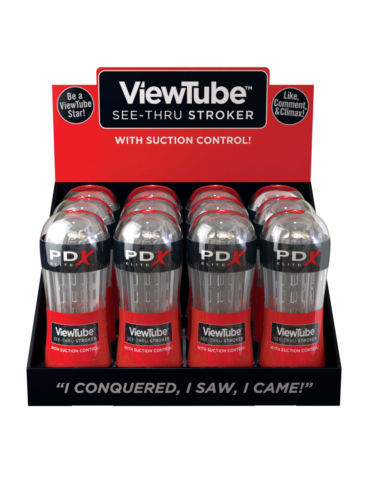 PDX ELITE VIEWTUBE SEE-THRU STROKER DISPLAY 12CT - PDRD54299