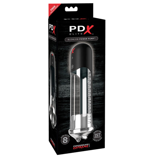 PDX Elite Blowjob Power Pump Automated Suction Clear/Black-Pinkfoxxx