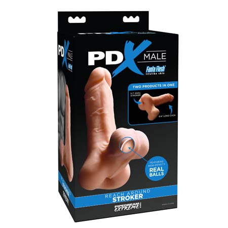 PDX Male Reach Around Anal Stroker and Realistic Cock Beige-Pinkfoxxx