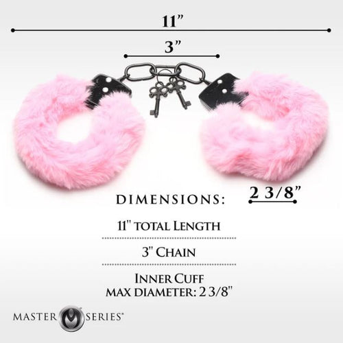 MASTER SERIES CUFFED IN FUR HANDCUFFS PINK - XRAG937PNK