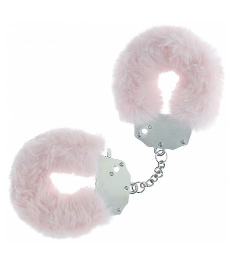 OUCH! HEAVY DUTY FLUFFY HANDCUFFS - POWDER PINK - SHTOU1046PPNK
