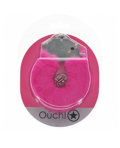 OUCH! HEAVY DUTY FLUFFY HANDCUFFS - PINK - SHTOU1046PNK