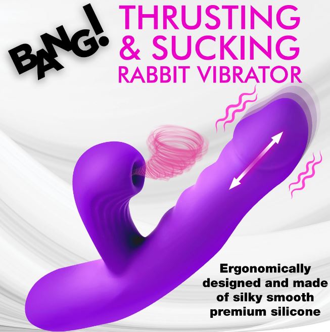THRUSTING & SUCKING RABBIT VIBRATOR PURPLE - XRAH434