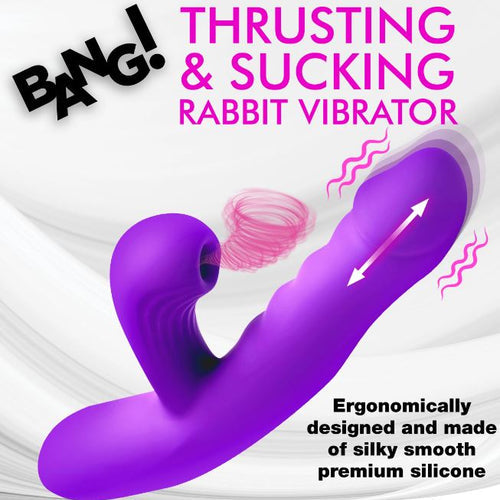 THRUSTING & SUCKING RABBIT VIBRATOR PURPLE - XRAH434