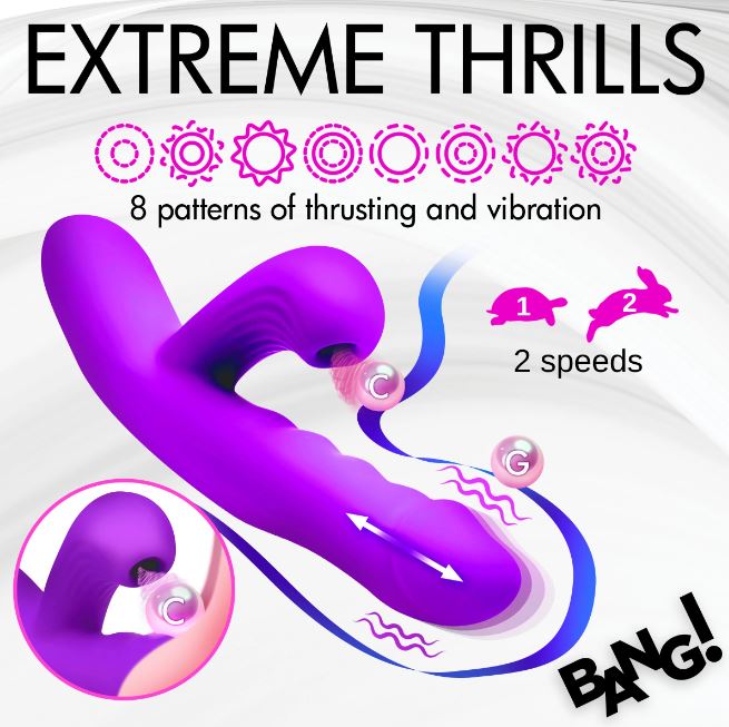THRUSTING & SUCKING RABBIT VIBRATOR PURPLE - XRAH434