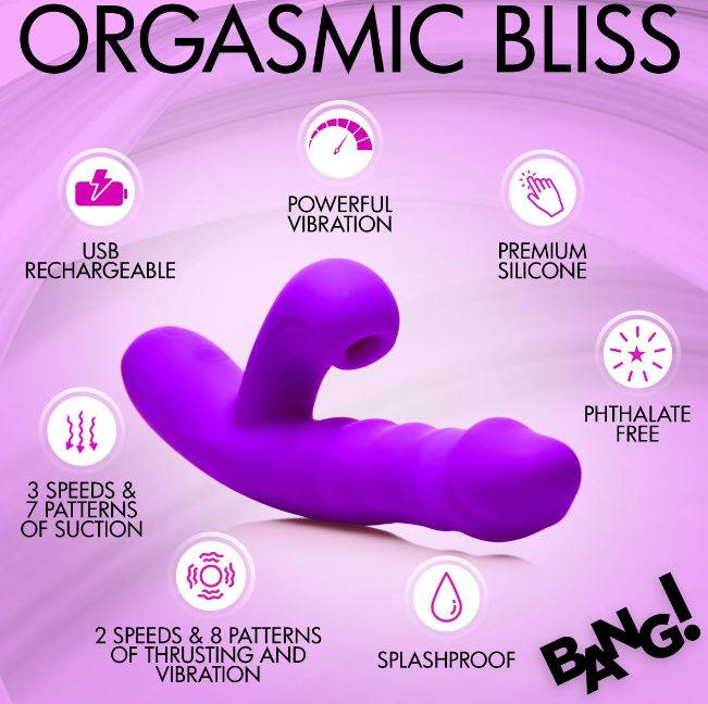 THRUSTING & SUCKING RABBIT VIBRATOR PURPLE - XRAH434