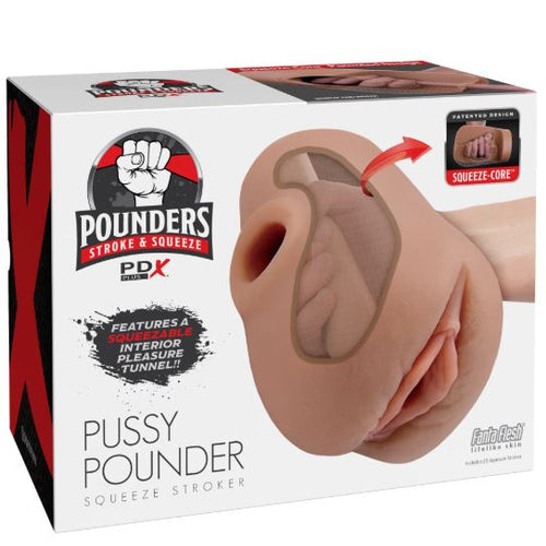 PDX PLUS PUSSY POUNDER SQUEEZE STROKER BROWN - PDRD43529