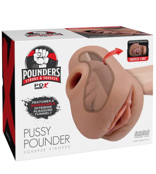 PDX PLUS PUSSY POUNDER SQUEEZE STROKER BROWN - PDRD43529