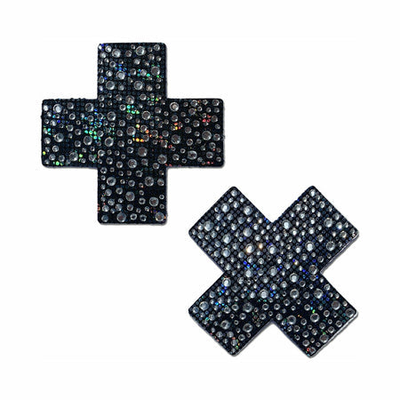 Pastease Crystal Sparkling Crosses Pasties Black-Pinkfoxxx