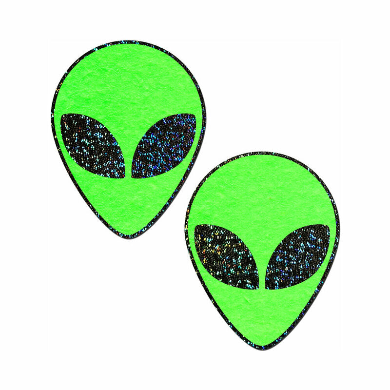 Pastease Glow-in-the-Dark Glitter Alien Pasties Green-Pinkfoxxx