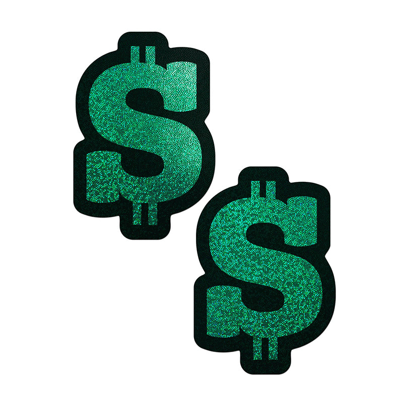 Pastease Money: Green Glitter Dollar Sign Nipple Pasties-Pinkfoxxx
