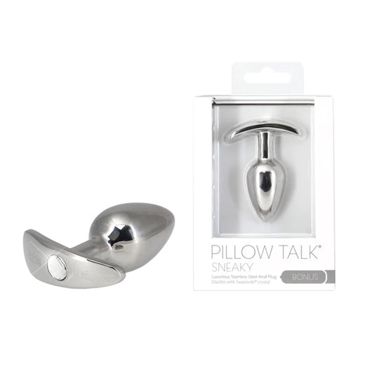 Pillow Talk Sneaky Stainless Steel Anal Plug with Swarovski Crystal-Pinkfoxxx