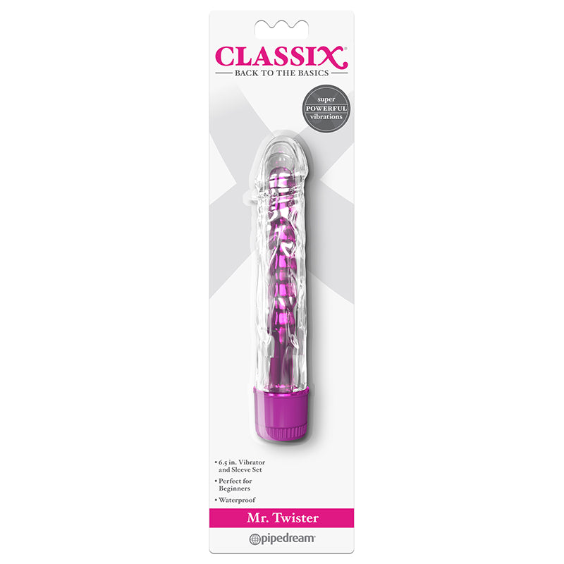 Pipedream Classix Mr. Twister 6.5 in. Vibrator and Sleeve Set-Pinkfoxxx