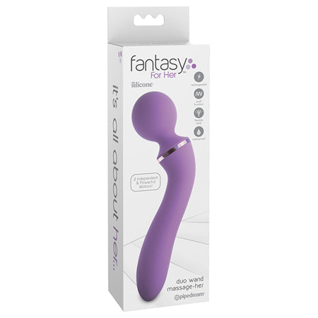 Pipedream Fantasy For Her Duo Wand Massage-Her Rechargeable Silicone Dual-Ended Vibrator Purple-Pinkfoxxx