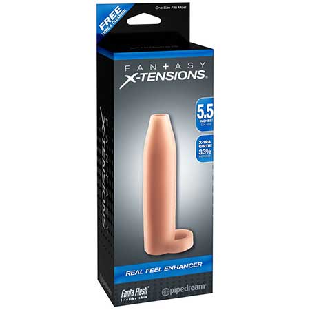 Pipedream Fantasy X-tensions 5.5 in. Real Feel Enhancer Open-Ended Sling Beige-Pinkfoxxx