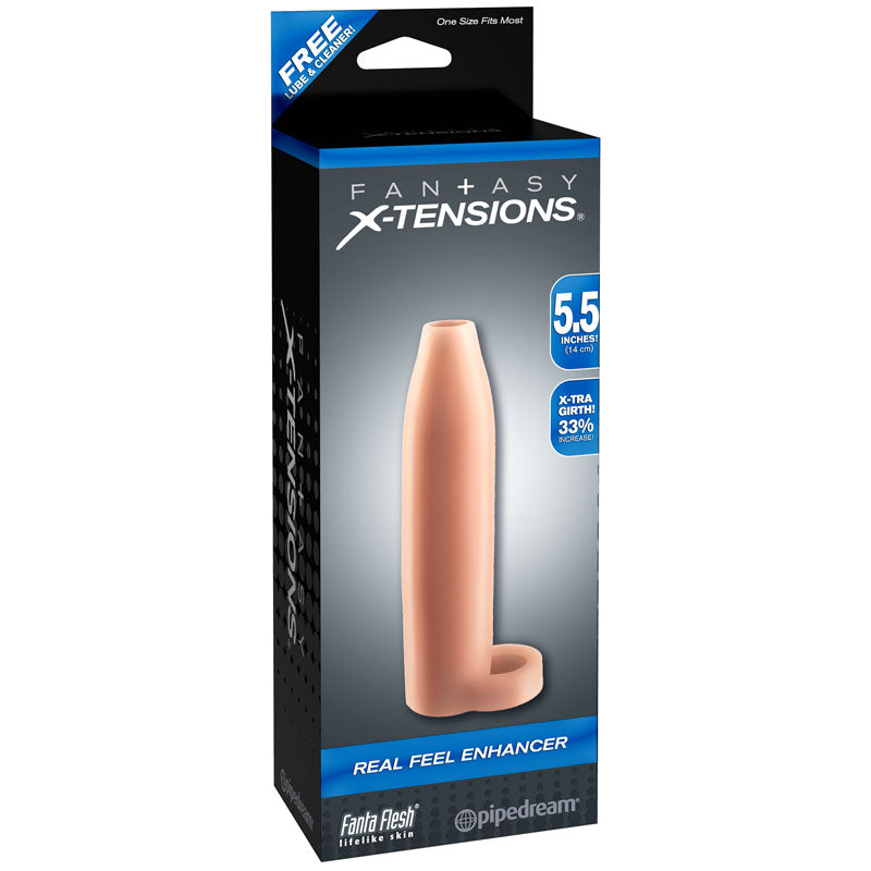 Pipedream Fantasy X-tensions 5.5 in. Real Feel Enhancer Open-Ended Sling Beige-Pinkfoxxx