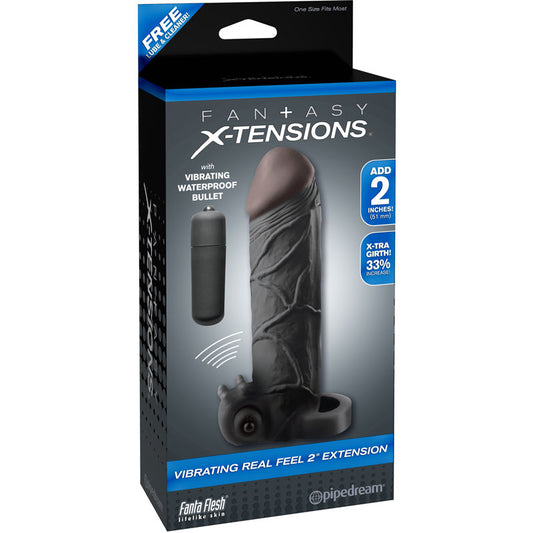 Pipedream Fantasy X-tensions Vibrating Real Feel Extension With Ball Strap-Pinkfoxxx