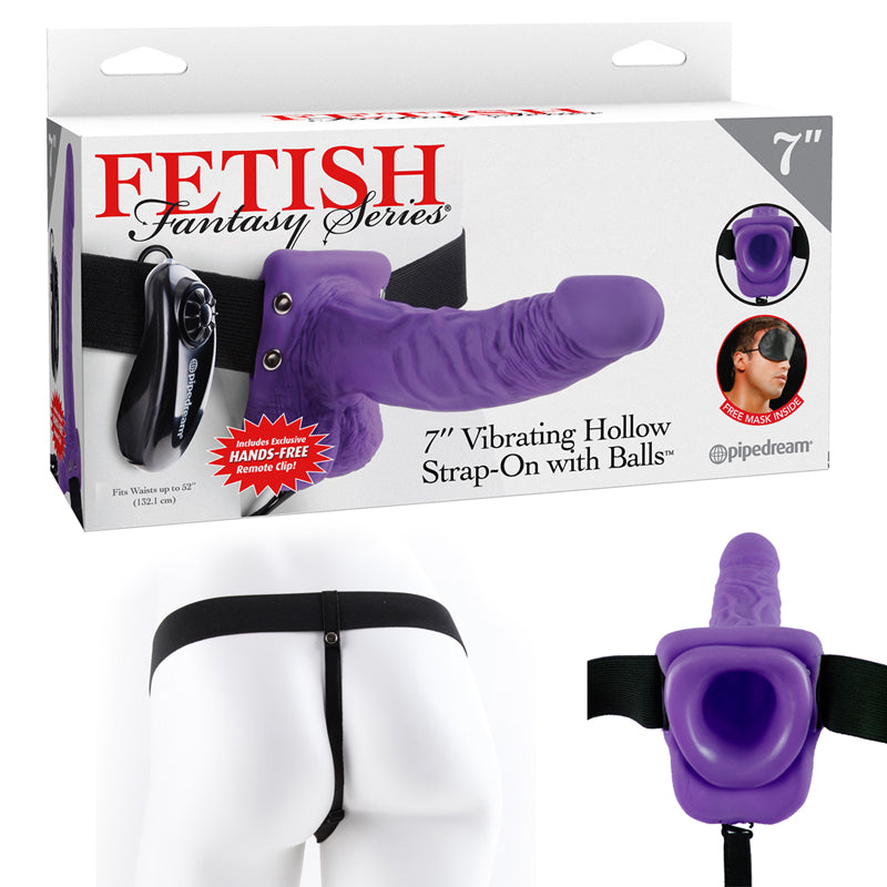 Pipedream Fetish Fantasy Series 7 in. Vibrating Hollow Strap-On with Balls-Pinkfoxxx