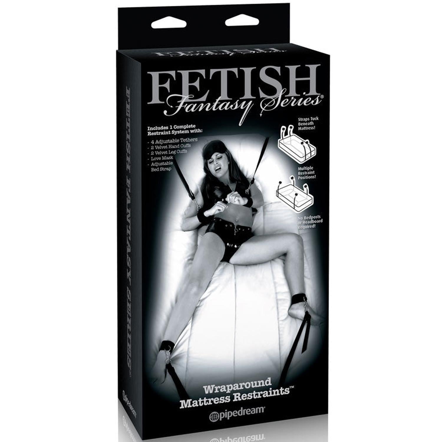 Pipedream Fetish Fantasy Series Limited Edition Wraparound Mattress Restraints Kit Black-Pinkfoxxx