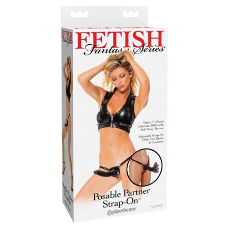 Pipedream Fetish Fantasy Series Posable Partner Strap-On With 7 in. Dildo Black-Pinkfoxxx