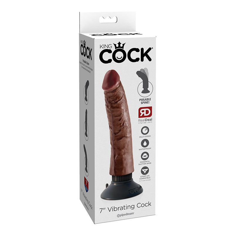 Pipedream King Cock 7 in. Vibrating Cock Poseable Dildo With Suction Cup-Pinkfoxxx