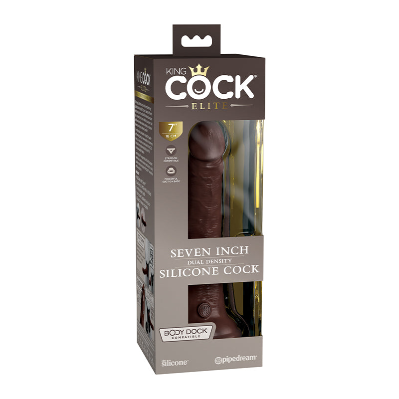 Pipedream King Cock Elite 7 in. Dual Density Silicone Cock Realistic Dildo With Suction Cup