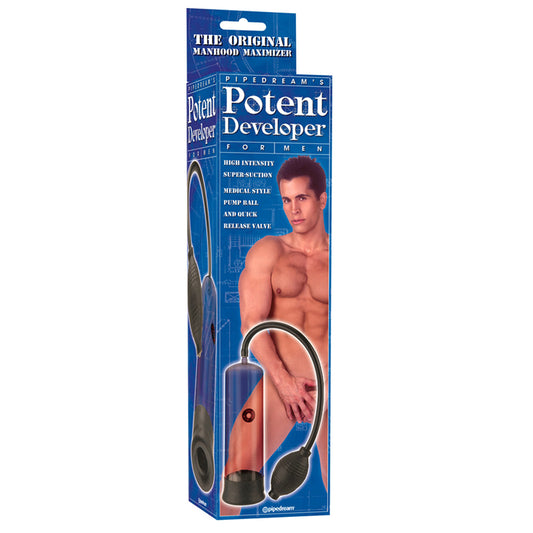 Pipedream Potent Developer Penis Pump Clear/Black-Pinkfoxxx