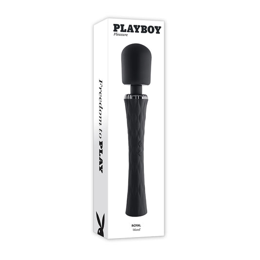 Playboy Royal Rechargeable Silicone Wand Vibrator Black-Pinkfoxxx