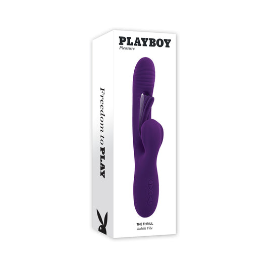 Playboy The Thrill Rechargeable Silicone Dual Stim Vibrator with Flapper Acai-Pinkfoxxx