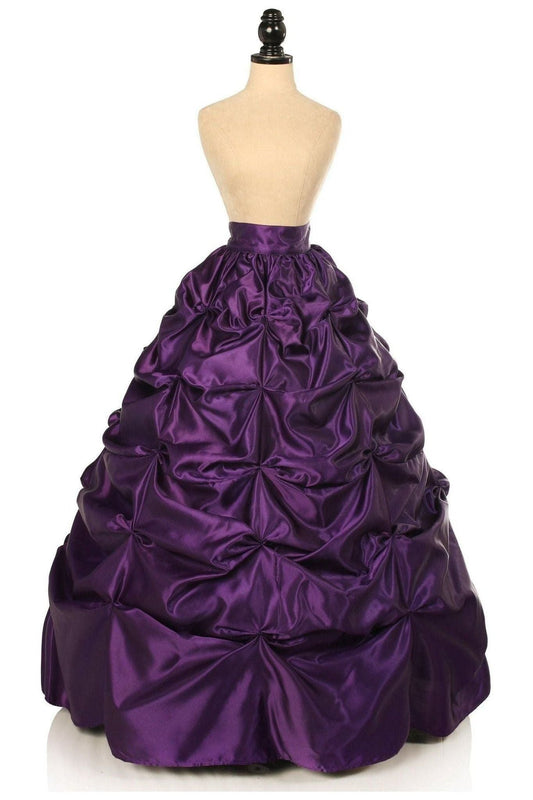 Plum Satin Pick-Up Long Skirt