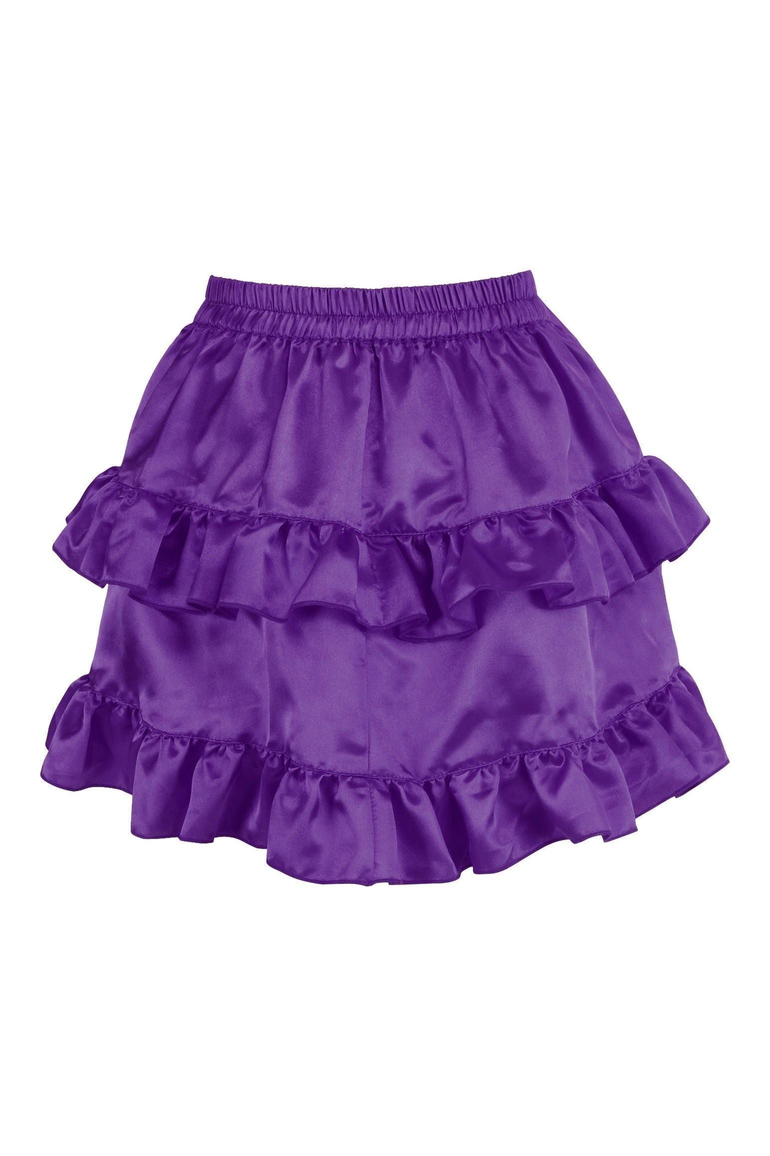 Plum Satin Ruched Bustle Skirt