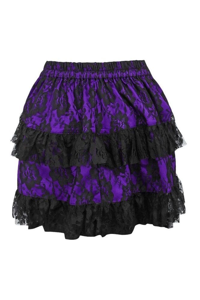 Purple/Black Lace Ruched Bustle Skirt